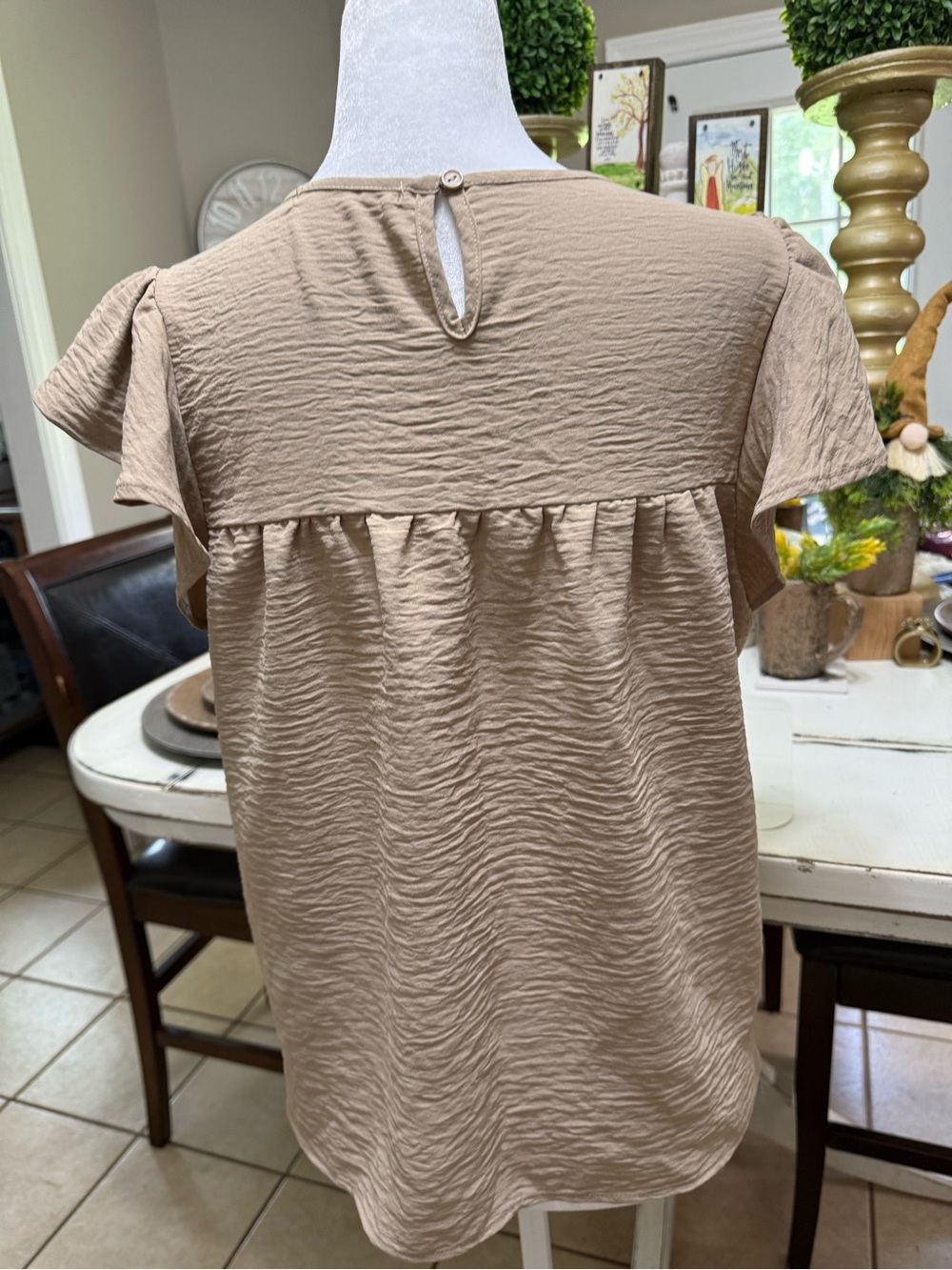 Liberty Love Flutter Sleeve Blouse in Taupe - Picture 4 of 6